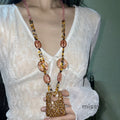 Klaudia Leopard Print Chain Necklace [QYAOFJJF]