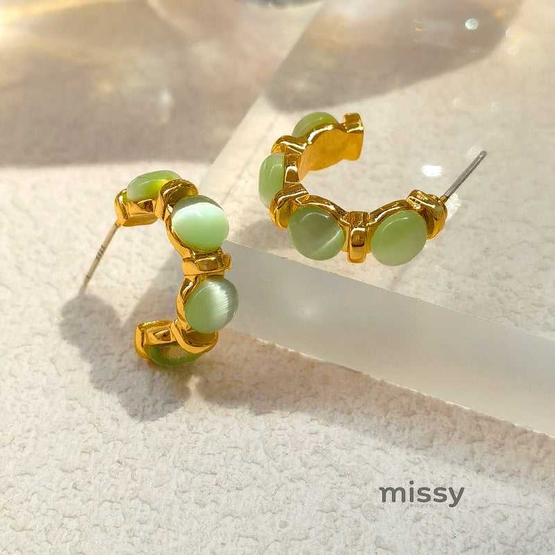 Kooper Green Cat Eye Hoops [N7TGMHNE]