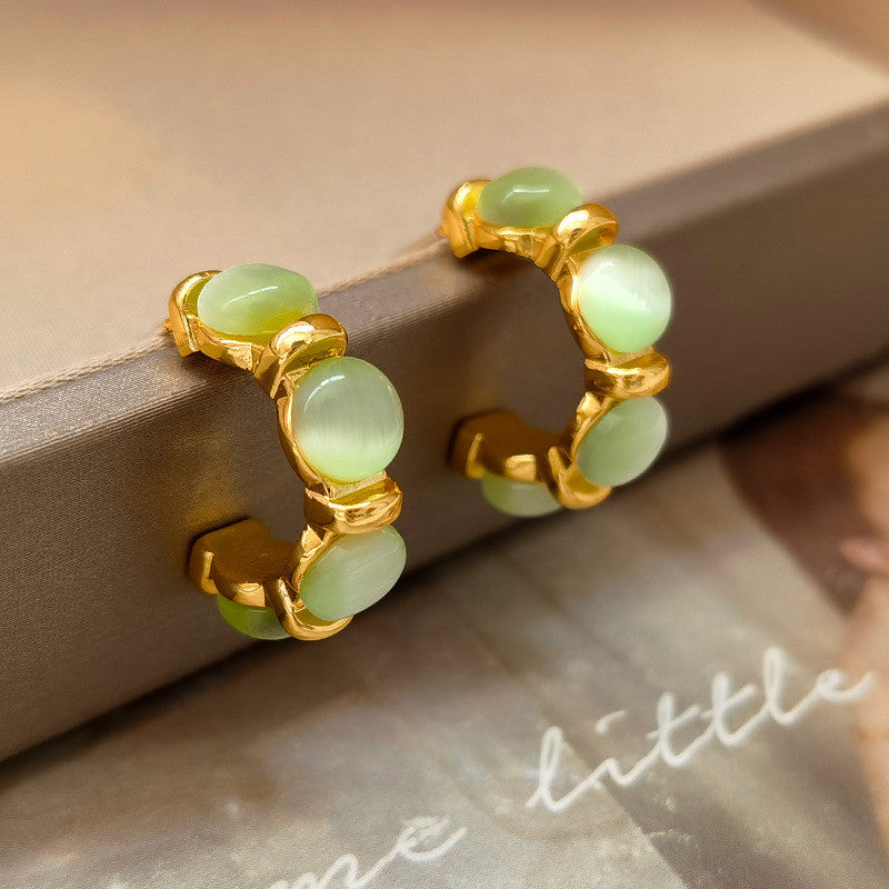 Kooper Green Cat Eye Hoops [N7TGMHNE]