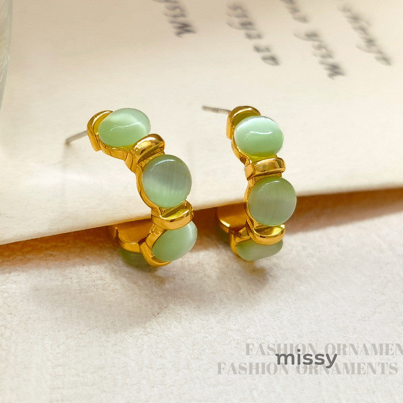 Kooper Green Cat Eye Hoops [DE1OPFAW]