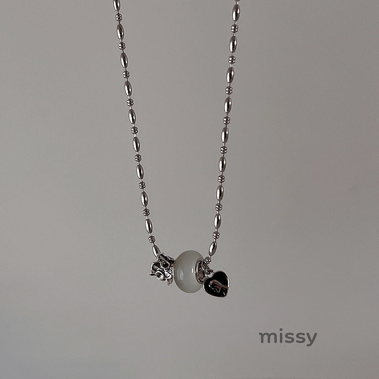 Kyiah Cat's Eye Heart Necklace [L8BX1H4E]
