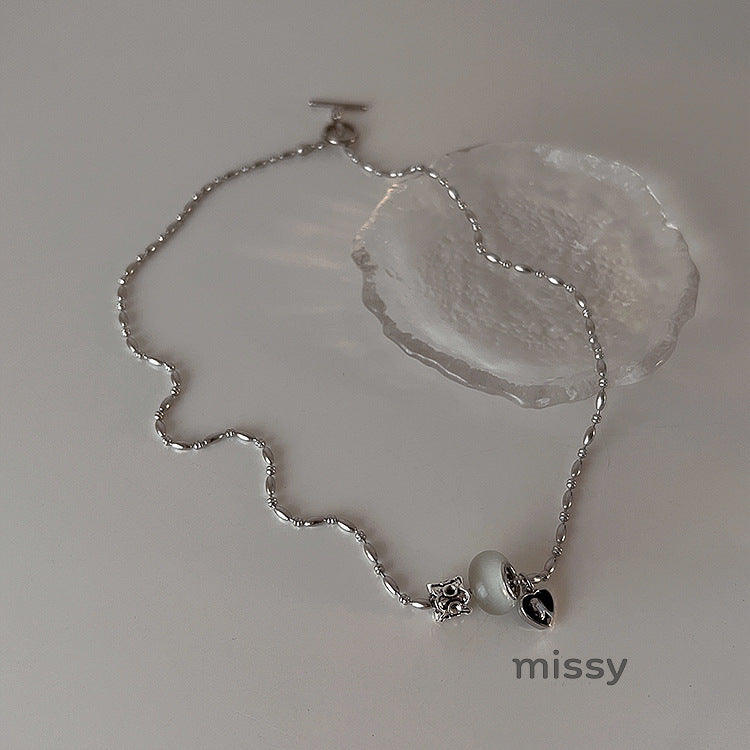 Kyiah Cat's Eye Heart Necklace [ZX2O0AZ7]