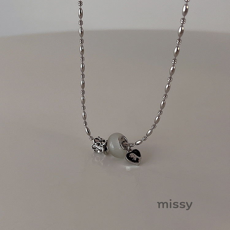 Kyiah Cat's Eye Heart Necklace [45TYEIYF]