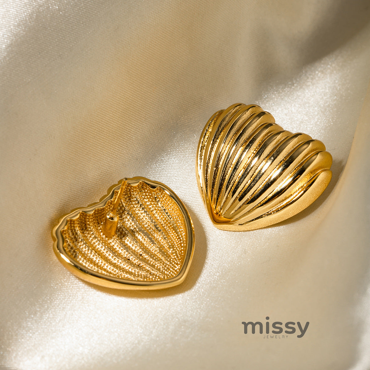 Kylar Striped Heart Studs