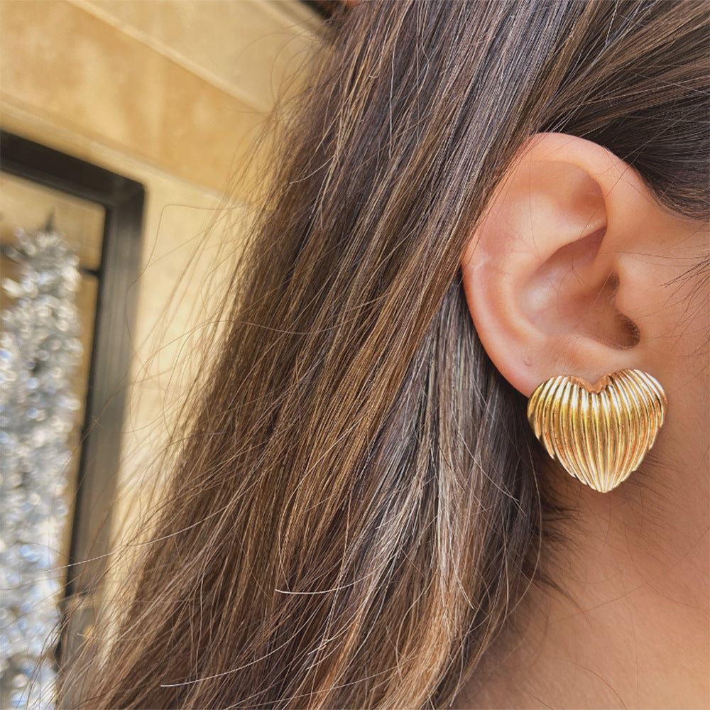 Kylar Striped Heart Studs