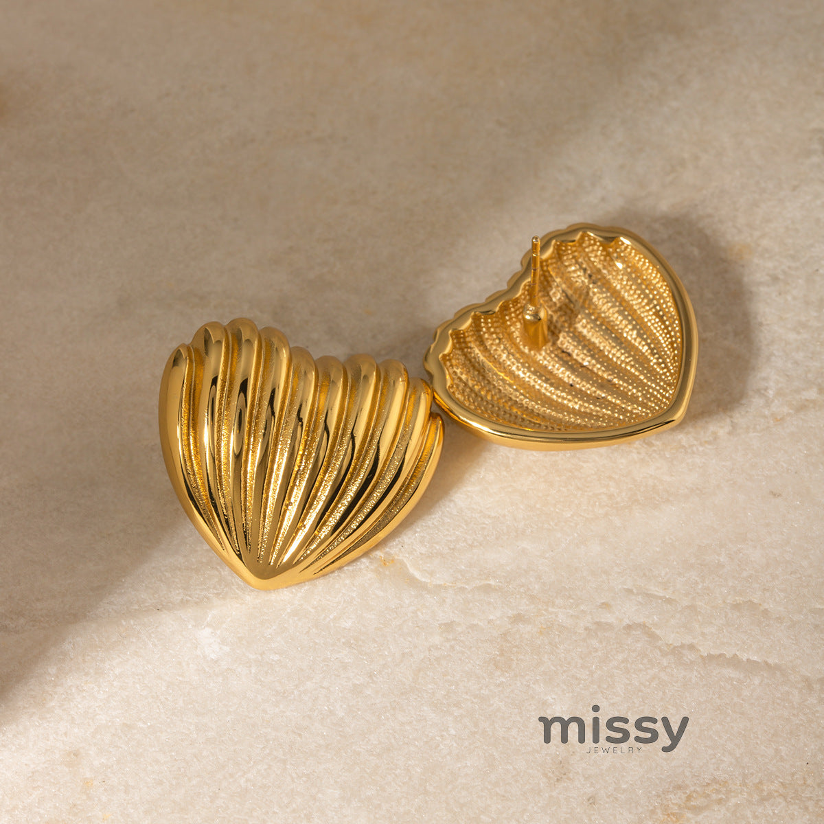 Kylar Striped Heart Studs