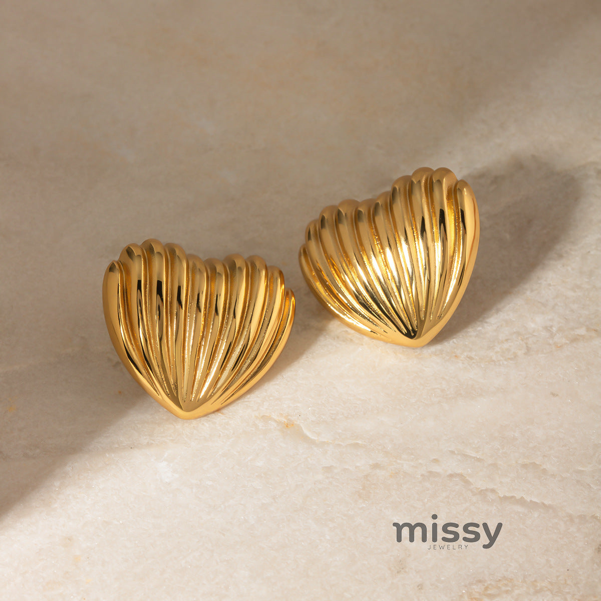Kylar Striped Heart Studs