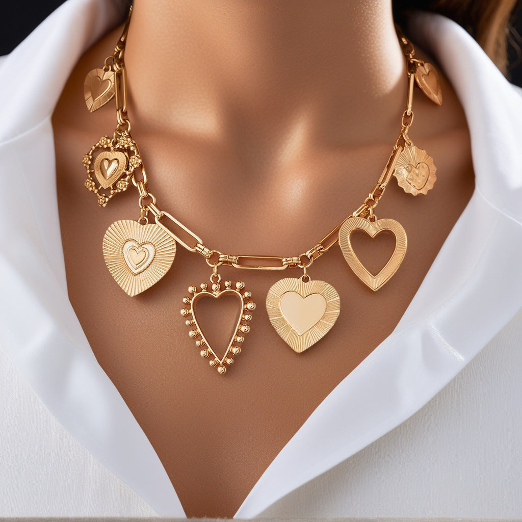 Kymora Striped Heart Necklace [BPWP4N41]