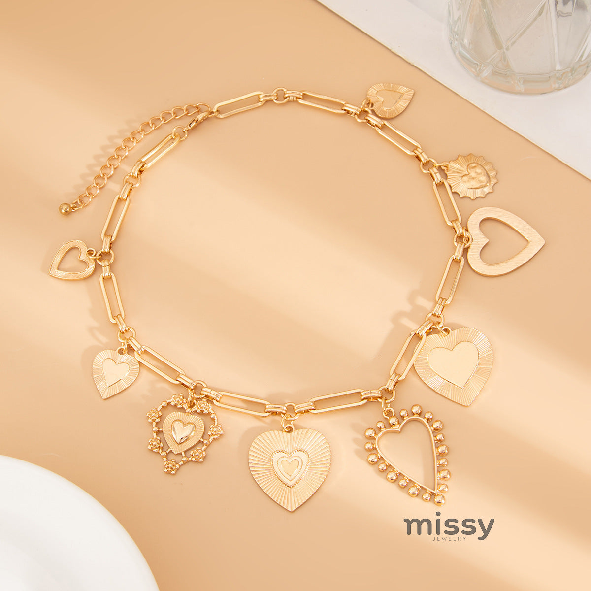 Kymora Striped Heart Necklace [5N9S8X0I]