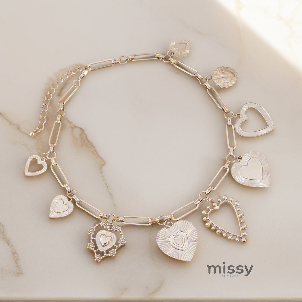 Kymora Striped Heart Necklace [VK4S9333]