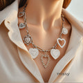 Kymora Striped Heart Necklace [6SD5K0L0]