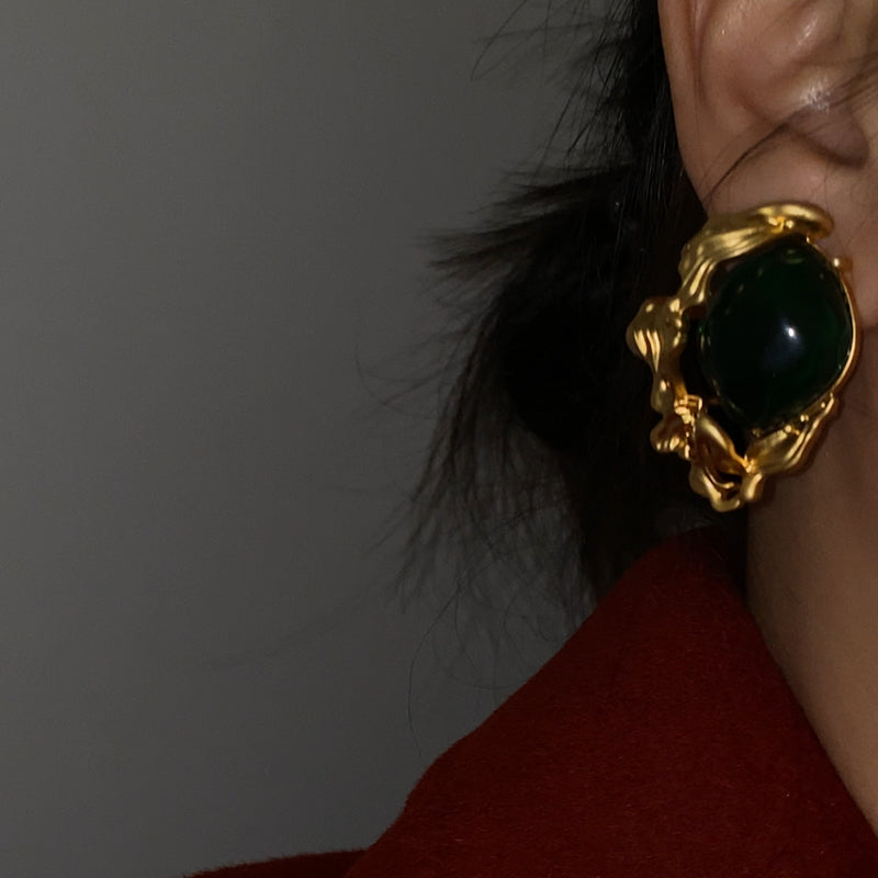 Lacey Emerald Deco Earrings [T8UAUREW]