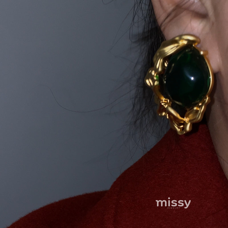 Lacey Emerald Deco Earrings [AK6EAU2S]
