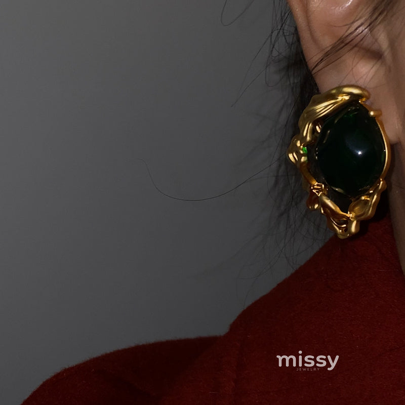Lacey Emerald Deco Earrings [YLAH0ZG5]