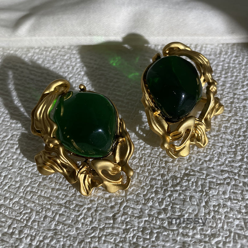 Lacey Emerald Deco Earrings [1IV5V215]