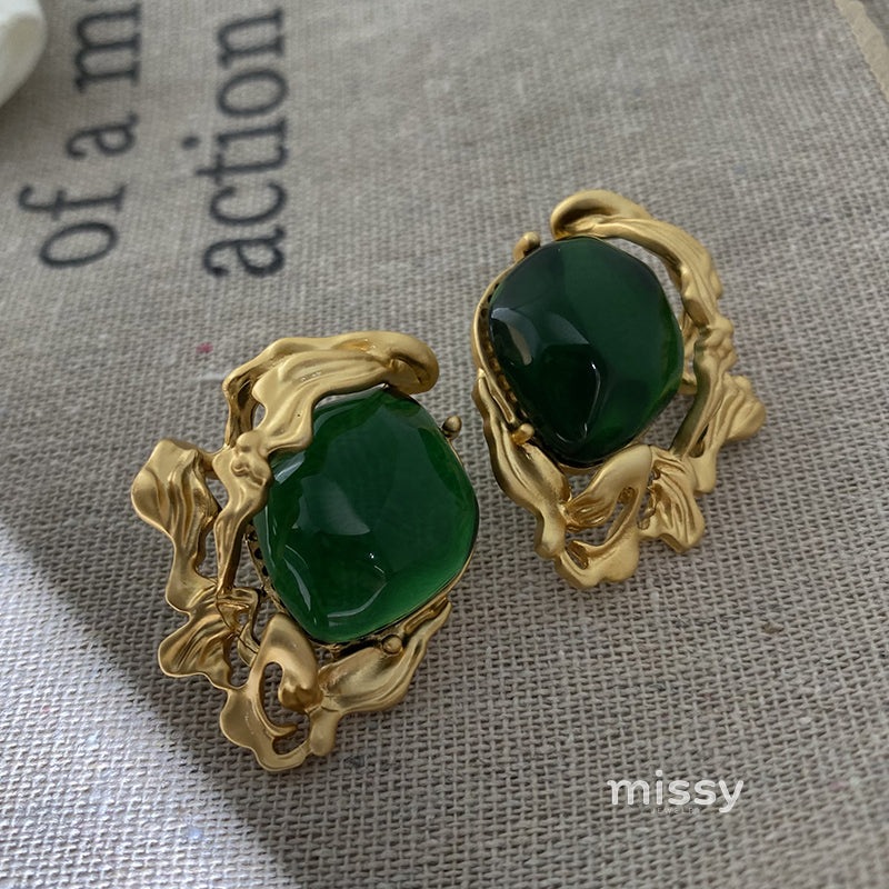 Lacey Emerald Deco Earrings [PXECSU43]