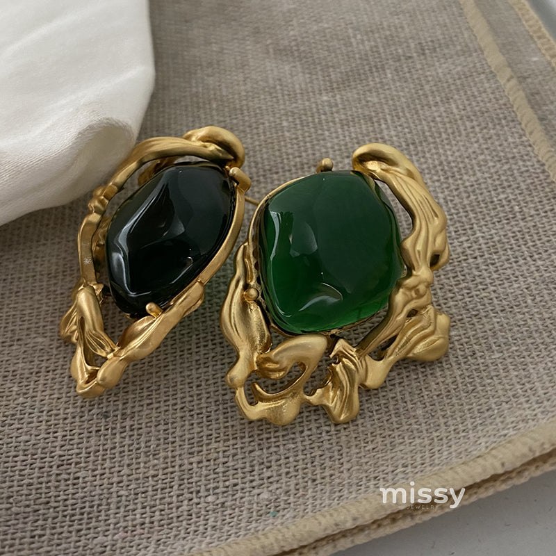 Lacey Emerald Deco Earrings [804032TT]