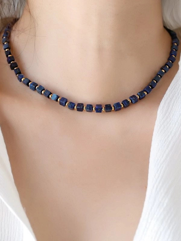 Lapis Lazuli Beaded Necklace [KXGAZTES]