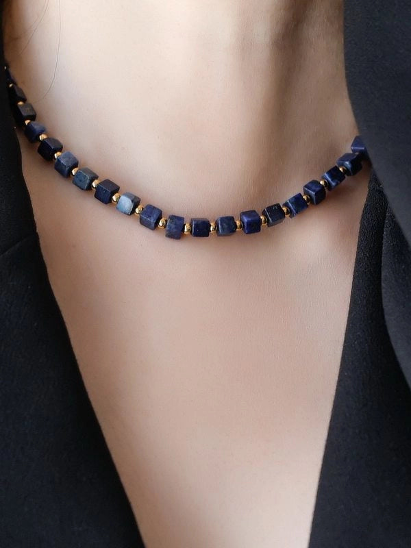 Lapis Lazuli Beaded Necklace [KXGAZTES]