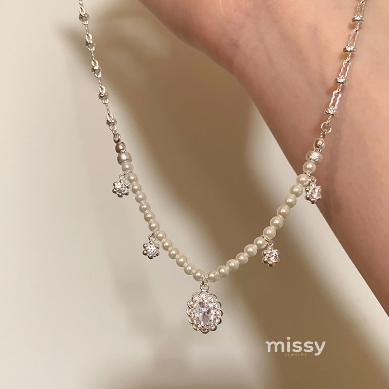 Lareina Zircon Pearl Tassel Necklace [T0D2FL0C]