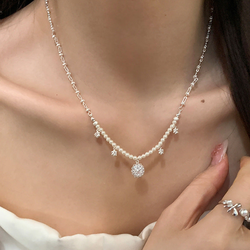 Lareina Zircon Pearl Tassel Necklace [DOR9OPB5]