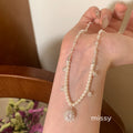 Lareina Zircon Pearl Tassel Necklace [HVT863DT]