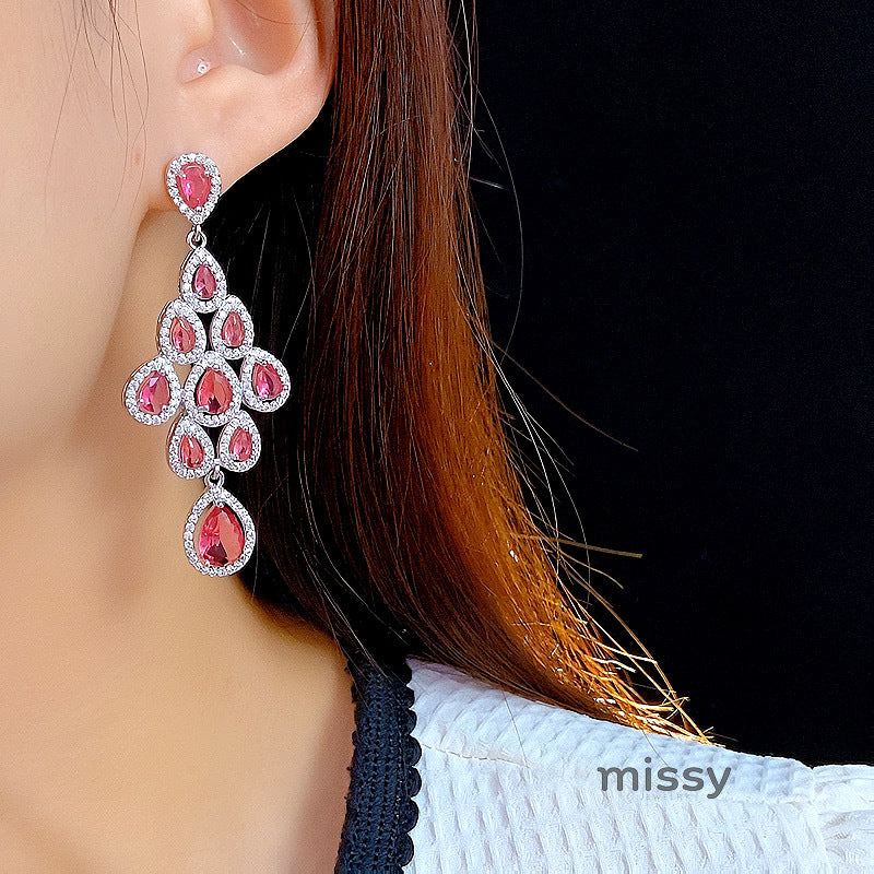 Laurie Zircon Leaf Tassel Earrings [OWV10N8H]