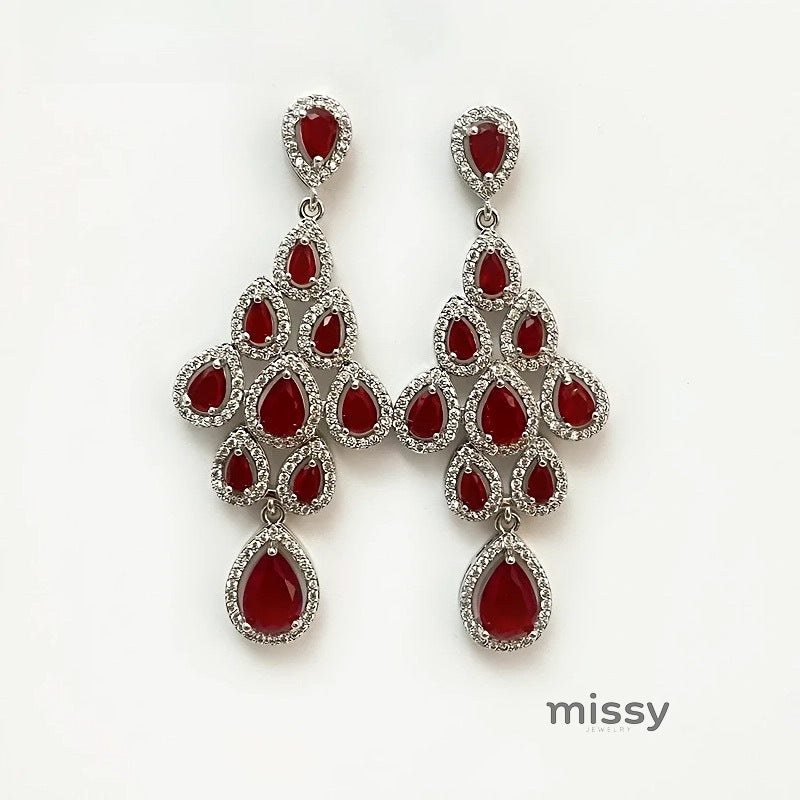 Laurie Zircon Leaf Tassel Earrings [FIL1KQE8]