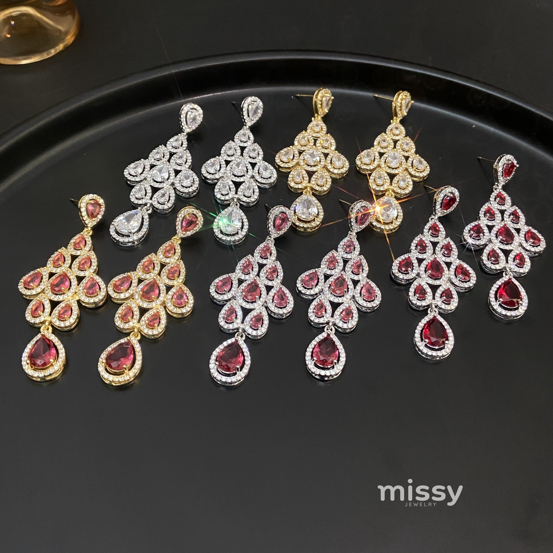 Laurie Zircon Leaf Tassel Earrings [4YNZI27Q]