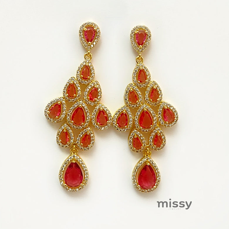 Laurie Zircon Leaf Tassel Earrings [2FUSVDPT]