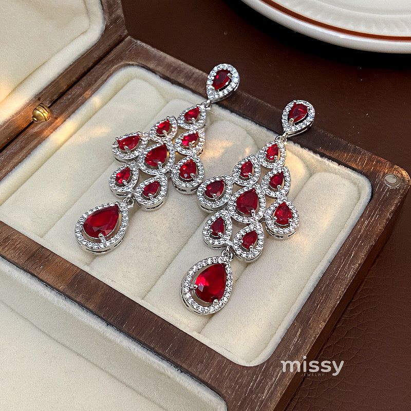 Laurie Zircon Leaf Tassel Earrings [FW5FH6BP]