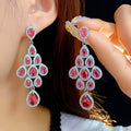 Laurie Zircon Leaf Tassel Earrings [EJZ6B7D3]