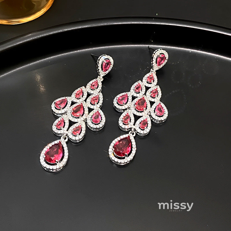 Laurie Zircon Leaf Tassel Earrings [9EDP5WIQ]