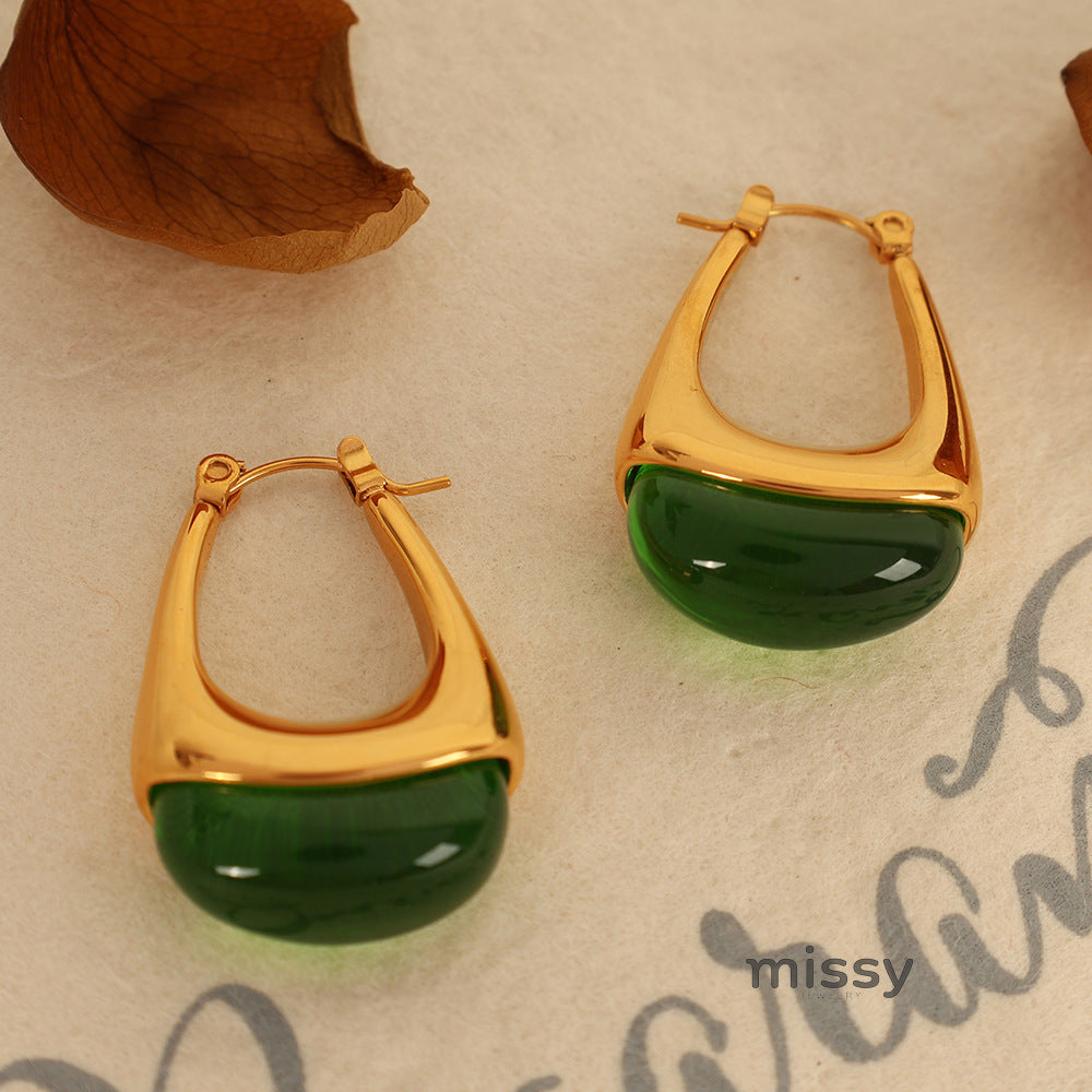 Lauryn U-Shape Resin Drop Earrings [RPZD7VM1]