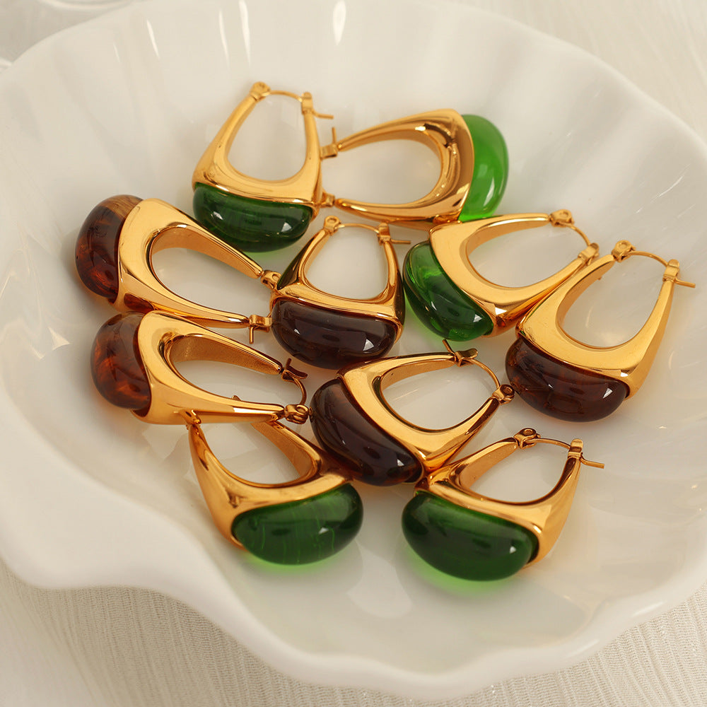 Lauryn U-Shape Resin Drop Earrings [FJBNI1YT]