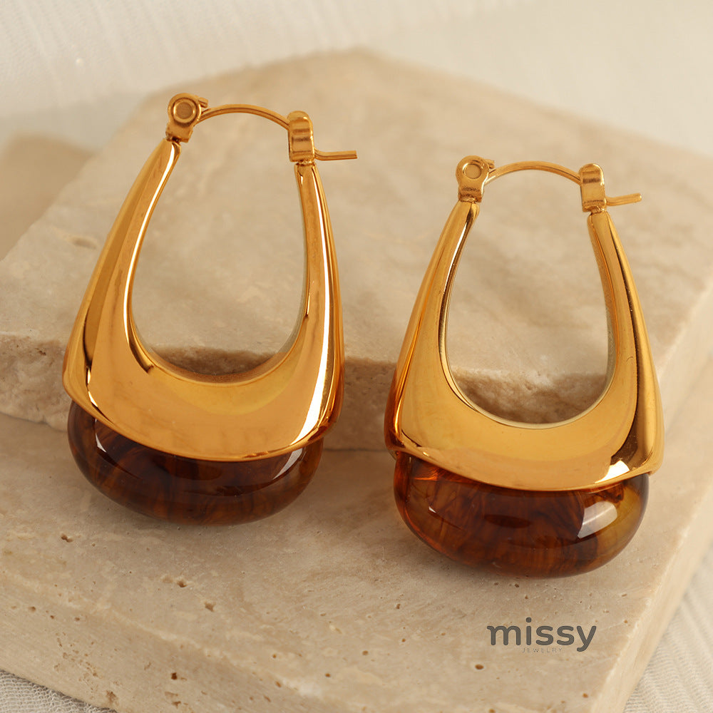 Lauryn U-Shape Resin Drop Earrings [BQ7DOQKU]