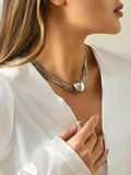 Layered Bead Chain Necklace [KWPM5E1S]