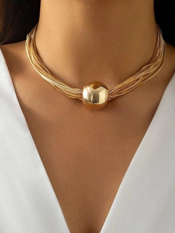 Layered Bead Chain Necklace [7QA8UHXX]