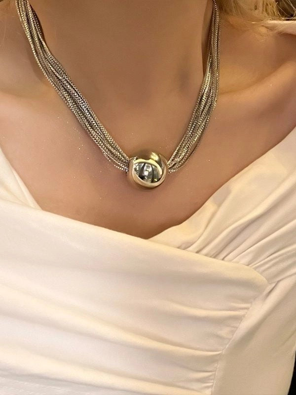 Layered Bead Chain Necklace [7QA8UHXX]