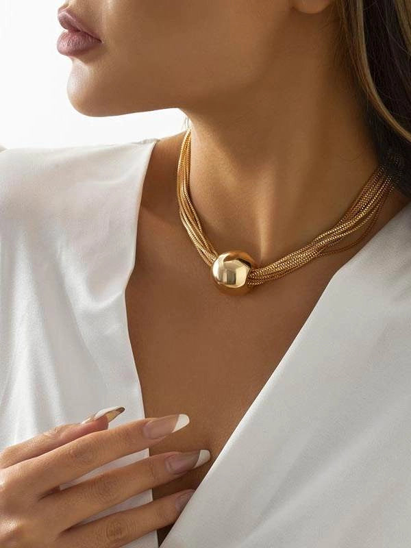 Layered Bead Chain Necklace [902V4HL2]