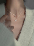 Layered Butterfly Pendant Necklace [4BAO7G0V]