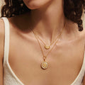 Layered Celestial Pendant Necklace [LED8TPBI]