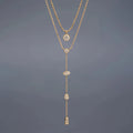 Layered Cubic Zirconia Chain Necklace [8GOLBZHL]