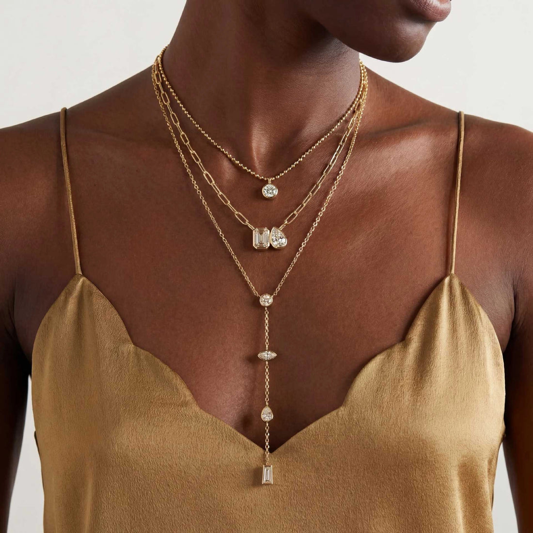 Layered Cubic Zirconia Chain Necklace [FK9WUFTZ]