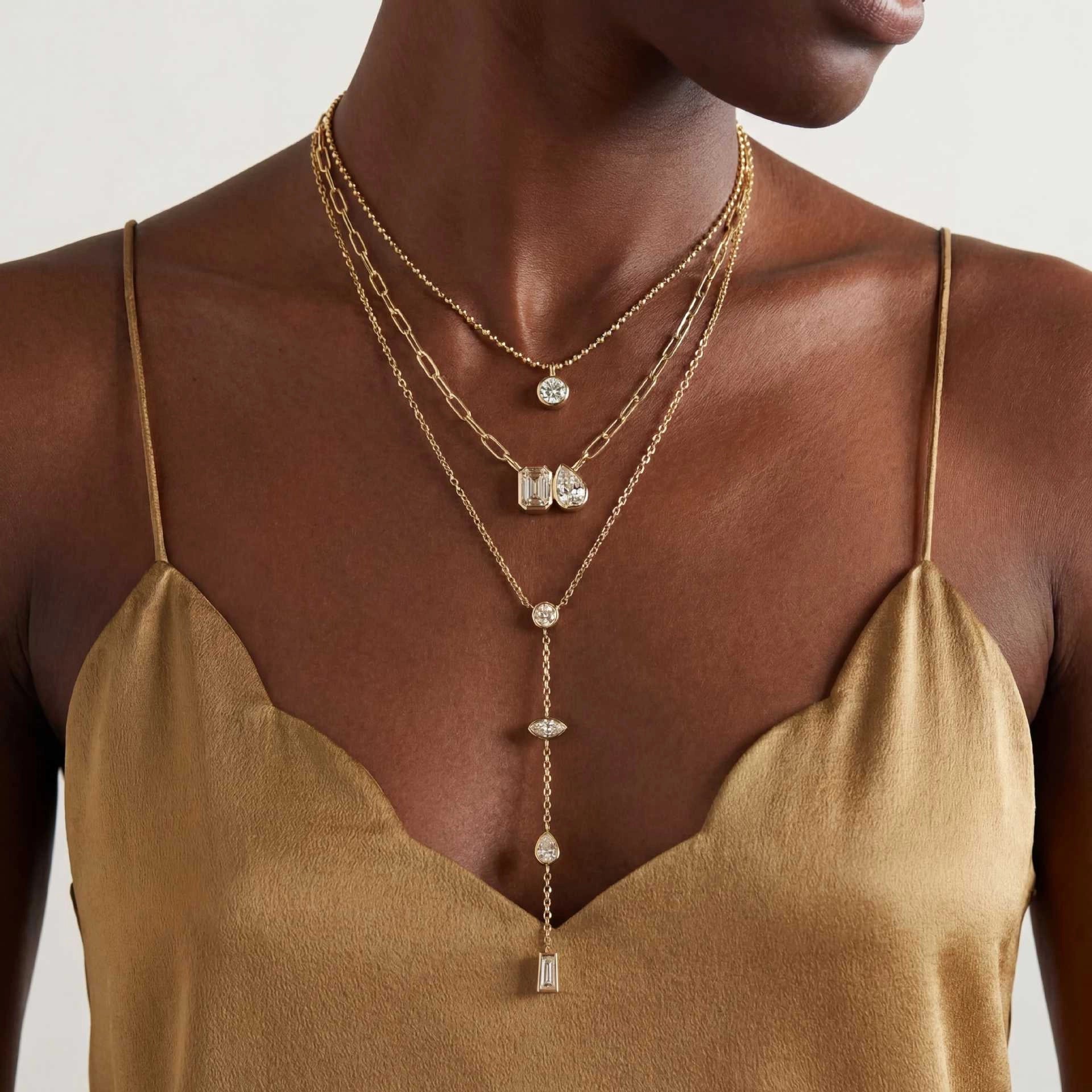 Layered Cubic Zirconia Chain Necklace [FK9WUFTZ]
