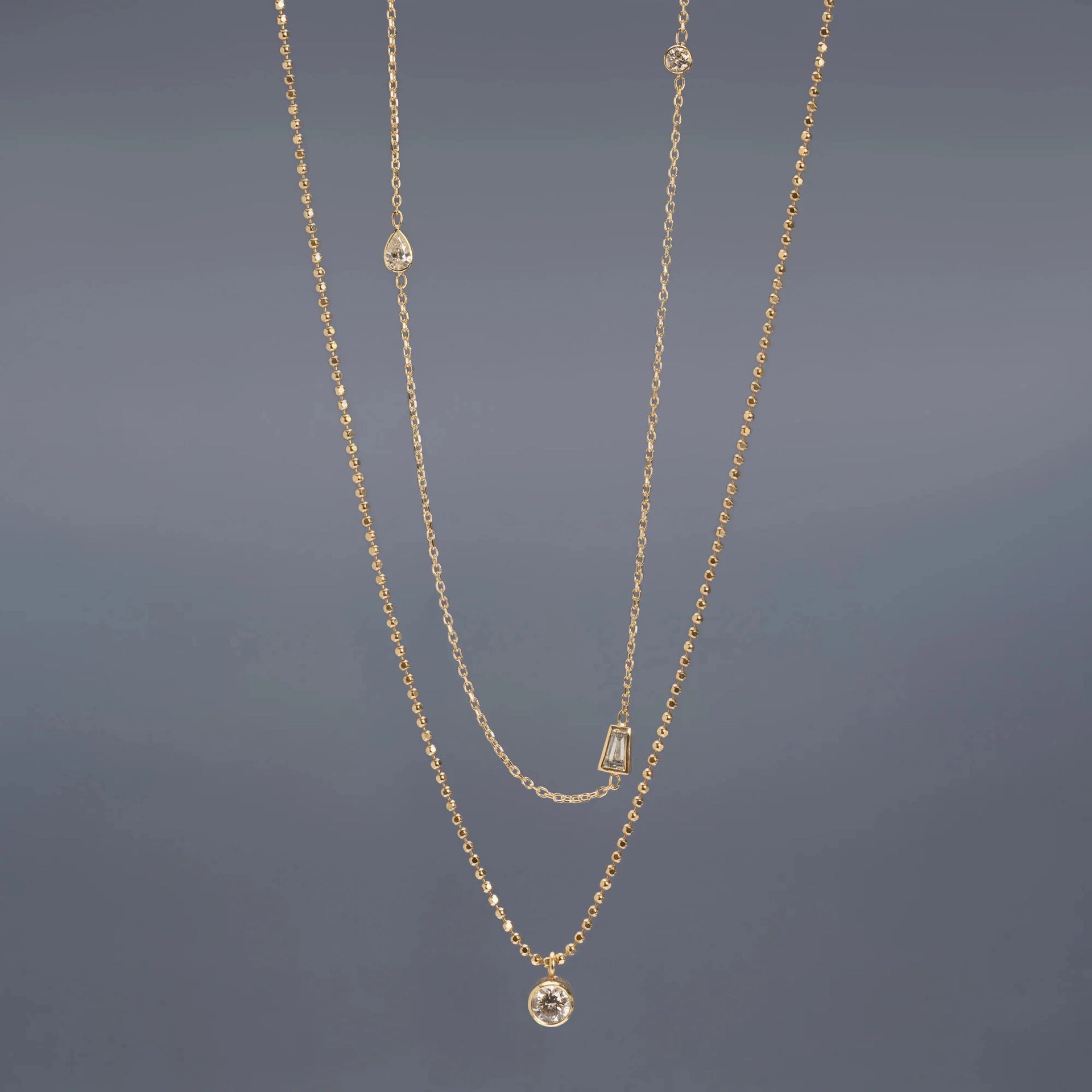 Layered Cubic Zirconia Chain Necklace [BX08FG7J]