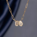 Layered Cubic Zirconia Chain Necklace [168IIRD0]