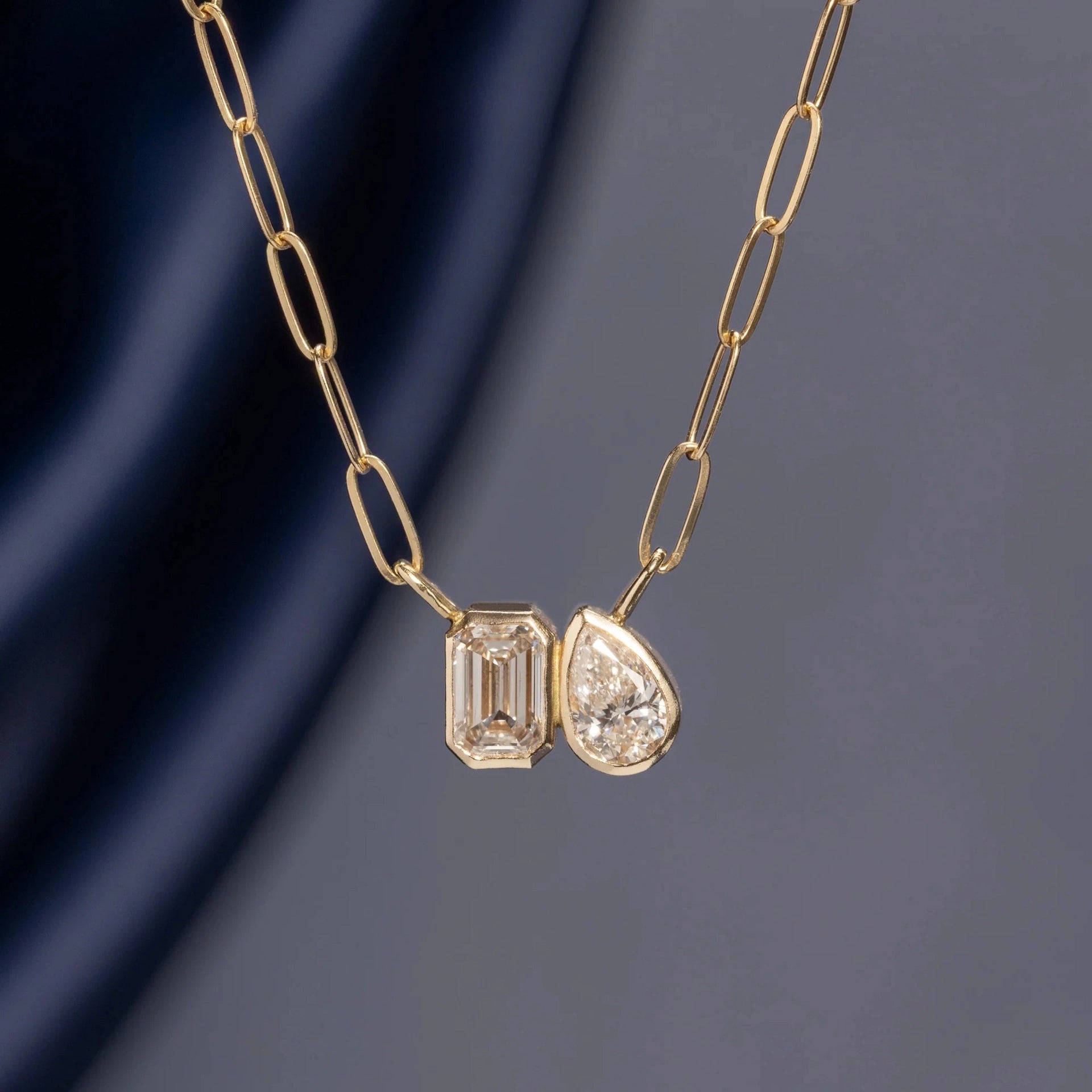 Layered Cubic Zirconia Chain Necklace [168IIRD0]