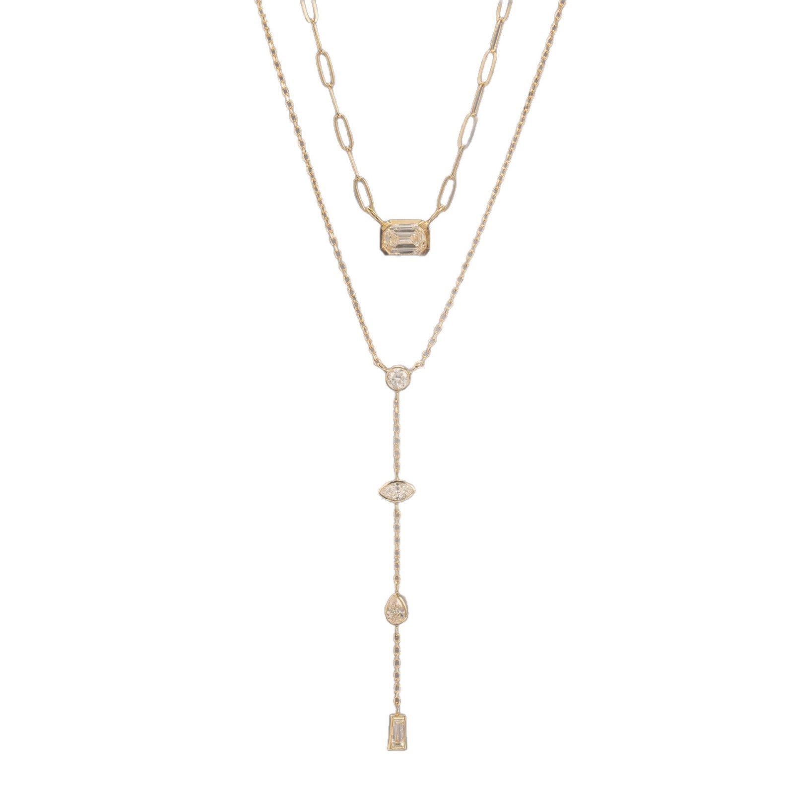 Layered Cubic Zirconia Chain Necklace [I4NFVR3D]