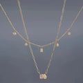 Layered Cubic Zirconia Chain Necklace [F435P08F]